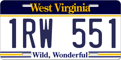 WV license plate 1RW551