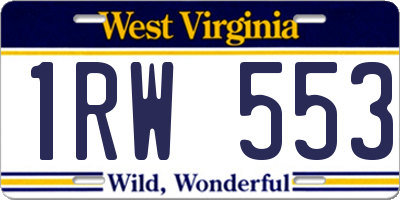 WV license plate 1RW553