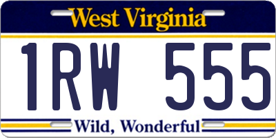 WV license plate 1RW555
