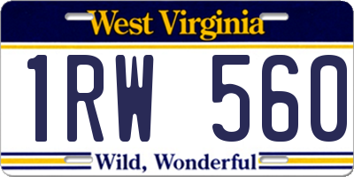 WV license plate 1RW560