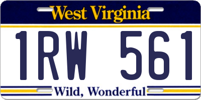 WV license plate 1RW561