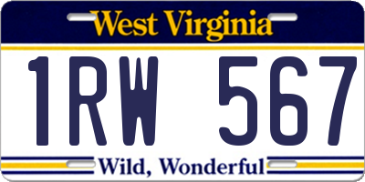 WV license plate 1RW567