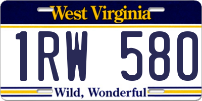 WV license plate 1RW580
