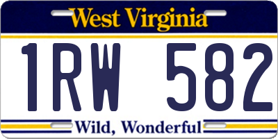 WV license plate 1RW582