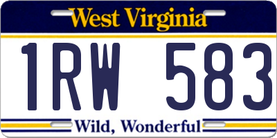WV license plate 1RW583