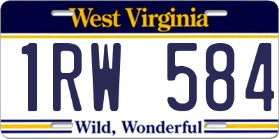 WV license plate 1RW584
