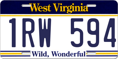 WV license plate 1RW594