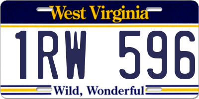 WV license plate 1RW596