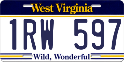 WV license plate 1RW597