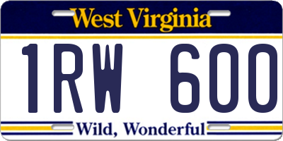 WV license plate 1RW600
