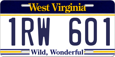 WV license plate 1RW601