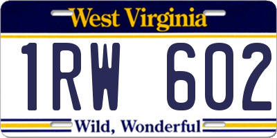 WV license plate 1RW602