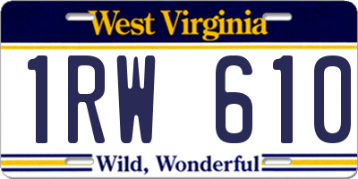 WV license plate 1RW610