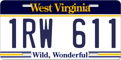 WV license plate 1RW611
