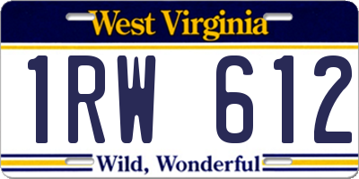 WV license plate 1RW612