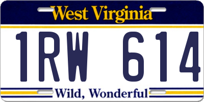WV license plate 1RW614