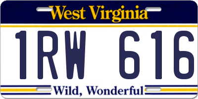 WV license plate 1RW616