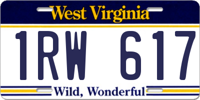 WV license plate 1RW617