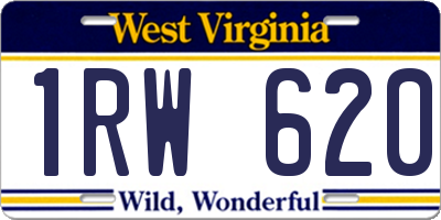 WV license plate 1RW620