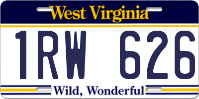 WV license plate 1RW626