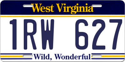 WV license plate 1RW627