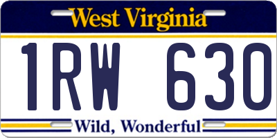 WV license plate 1RW630
