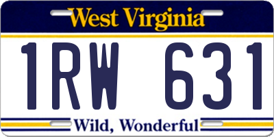 WV license plate 1RW631
