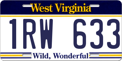 WV license plate 1RW633