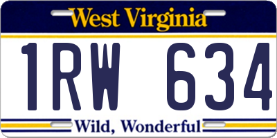 WV license plate 1RW634