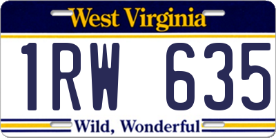 WV license plate 1RW635