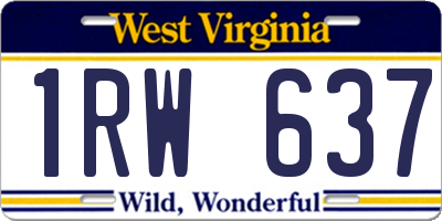 WV license plate 1RW637