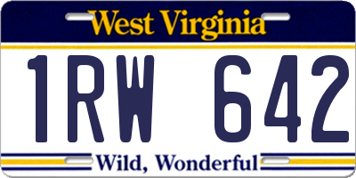 WV license plate 1RW642