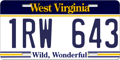 WV license plate 1RW643