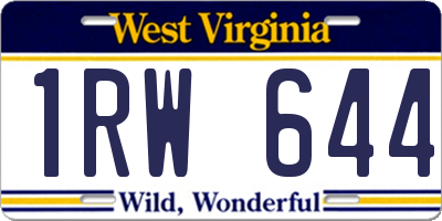 WV license plate 1RW644
