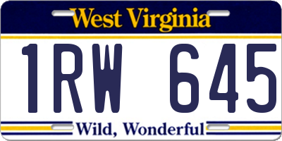 WV license plate 1RW645