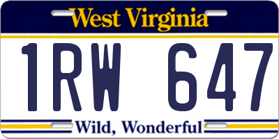 WV license plate 1RW647