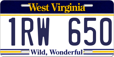 WV license plate 1RW650