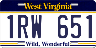 WV license plate 1RW651