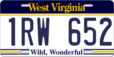 WV license plate 1RW652