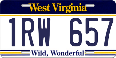 WV license plate 1RW657