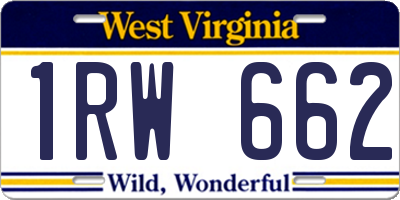 WV license plate 1RW662
