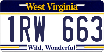 WV license plate 1RW663