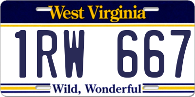 WV license plate 1RW667
