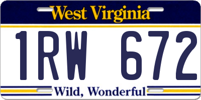 WV license plate 1RW672