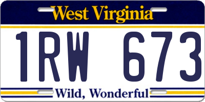 WV license plate 1RW673