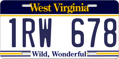 WV license plate 1RW678