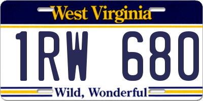 WV license plate 1RW680