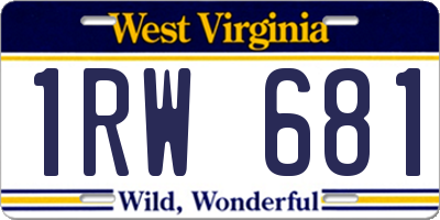 WV license plate 1RW681