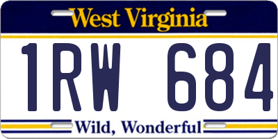WV license plate 1RW684