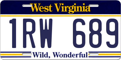 WV license plate 1RW689